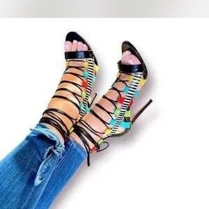 Aquazzura Multicolor Strappy Heels
